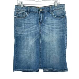 Kut from the Kloth Blue Denim Knee-Length Pencil Skirt